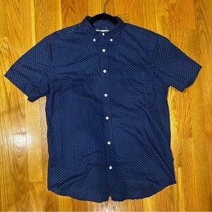 Old Navy Men Dark Navy Short Sleeve Button Up Shirt Size M